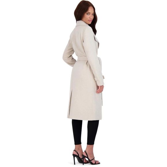 Avec Les Filles Double Breasted Faux Wool Wrap Coat in Oat Size XL - Picture 4 of 7